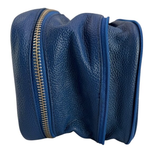 Blue Pebbled Travel Jewelry Organizer Case – Multi-Compartment Zip Storage Bag - Picture 6 of 7